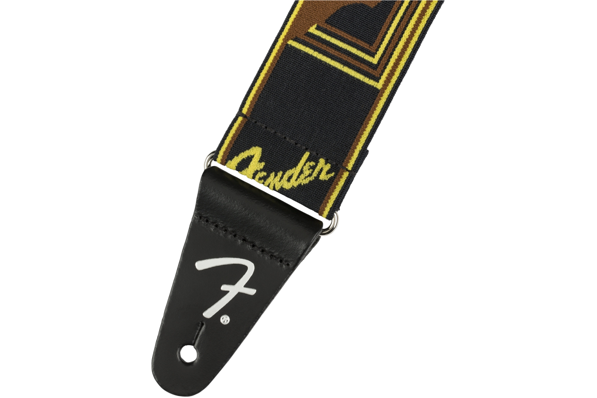 Ремінь гітарний FENDER STRAP 2" WEIGHLESS MONOGRAMMED BLACK/YELLOW/BROWN