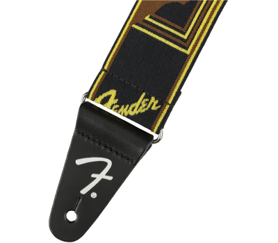 Ремінь гітарний FENDER STRAP 2" WEIGHLESS MONOGRAMMED BLACK/YELLOW/BROWN
