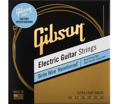 Струни для електрогітар GIBSON SEG-BWR9 BRITE WIRE REINFORCED 9-42 ULTRA-LIGHT