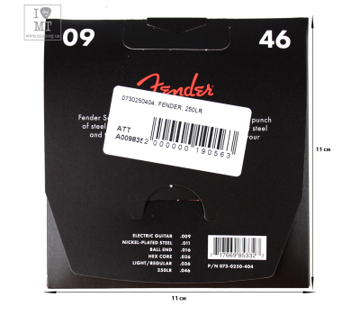 Струни для електрогітар FENDER 250LR NICKEL-PLATED STEEL GUITAR STRINGS 9-46