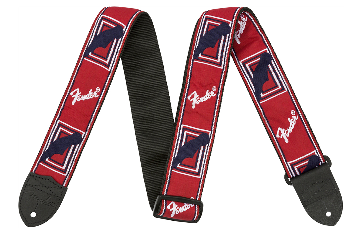 Ремінь гітарний FENDER STRAP 2" MONOGRAMMED RED WHITE BLUE