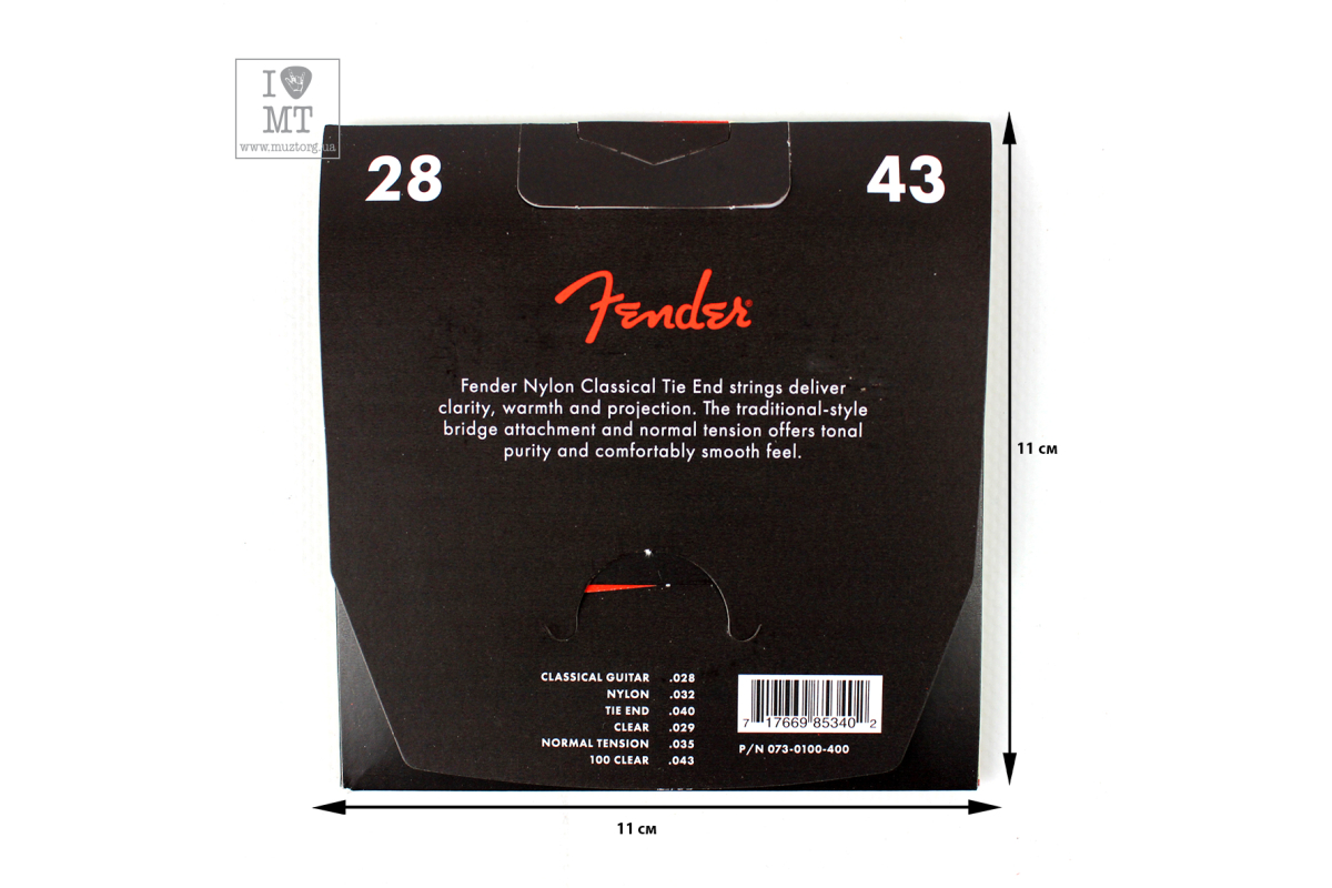 Струни для класичних гітар FENDER 100 NYLON CLASSICAL STRINGS TIE END 28-43