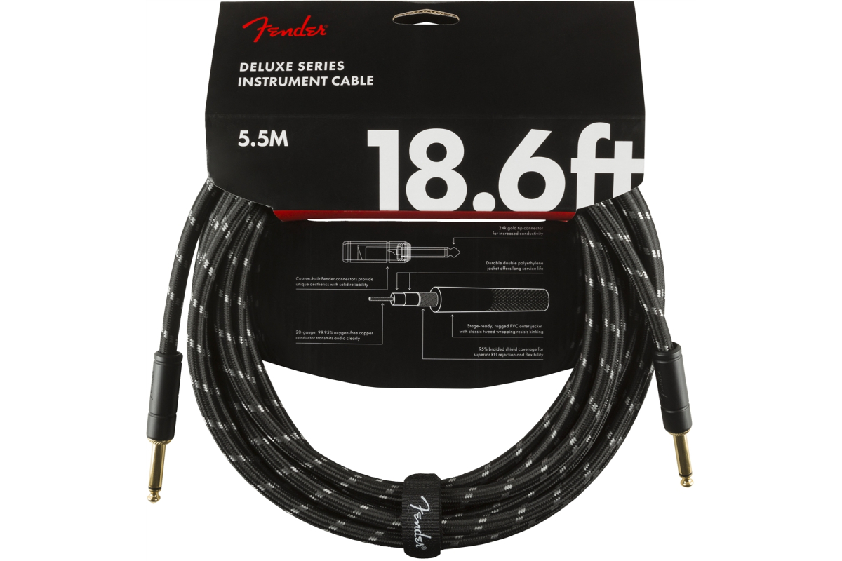 Кабель інструментальний FENDER CABLE DELUXE SERIES 18.6' BLACK TWEED