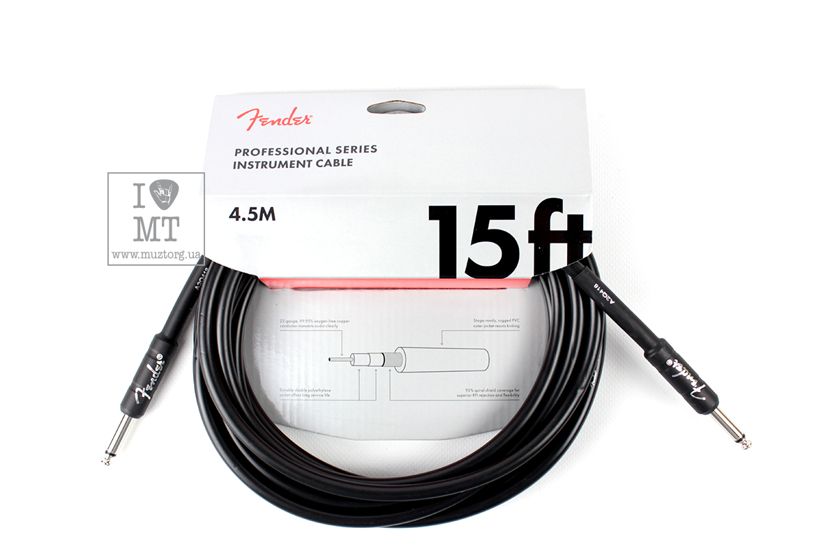 Кабель інструментальний FENDER CABLE PROFESSIONAL SERIES 15' BLACK
