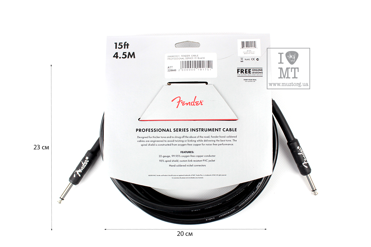 Кабель інструментальний FENDER CABLE PROFESSIONAL SERIES 15' BLACK