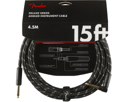 Кабель інструментальний FENDER CABLE DELUXE SERIES 15' ANGLED BLACK TWEED