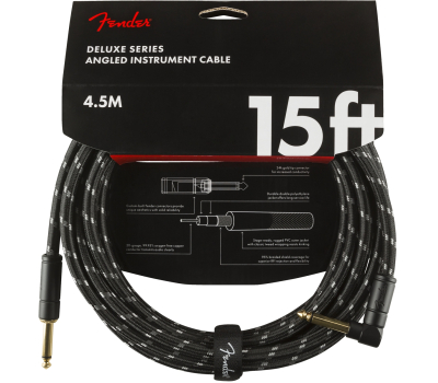 Кабель інструментальний FENDER CABLE DELUXE SERIES 15' ANGLED BLACK TWEED