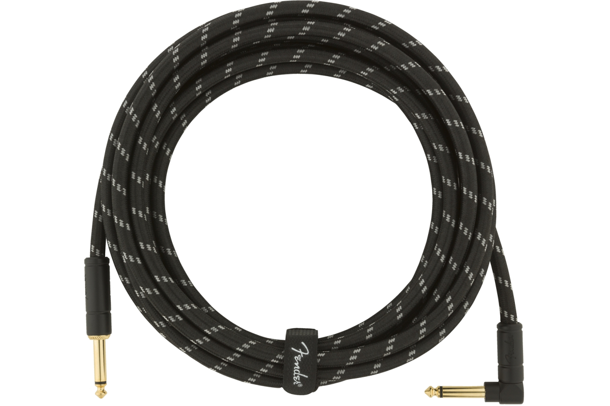 Кабель інструментальний FENDER CABLE DELUXE SERIES 15' ANGLED BLACK TWEED