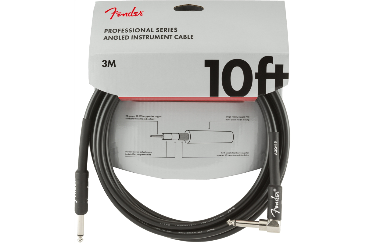 Кабель інструментальний FENDER CABLE PROFESSIONAL SERIES 10' ANGLED BLACK