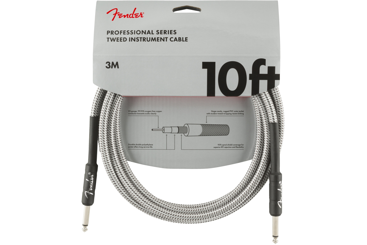 Кабель інструментальний FENDER CABLE PROFESSIONAL SERIES 10' WHITE TWEED
