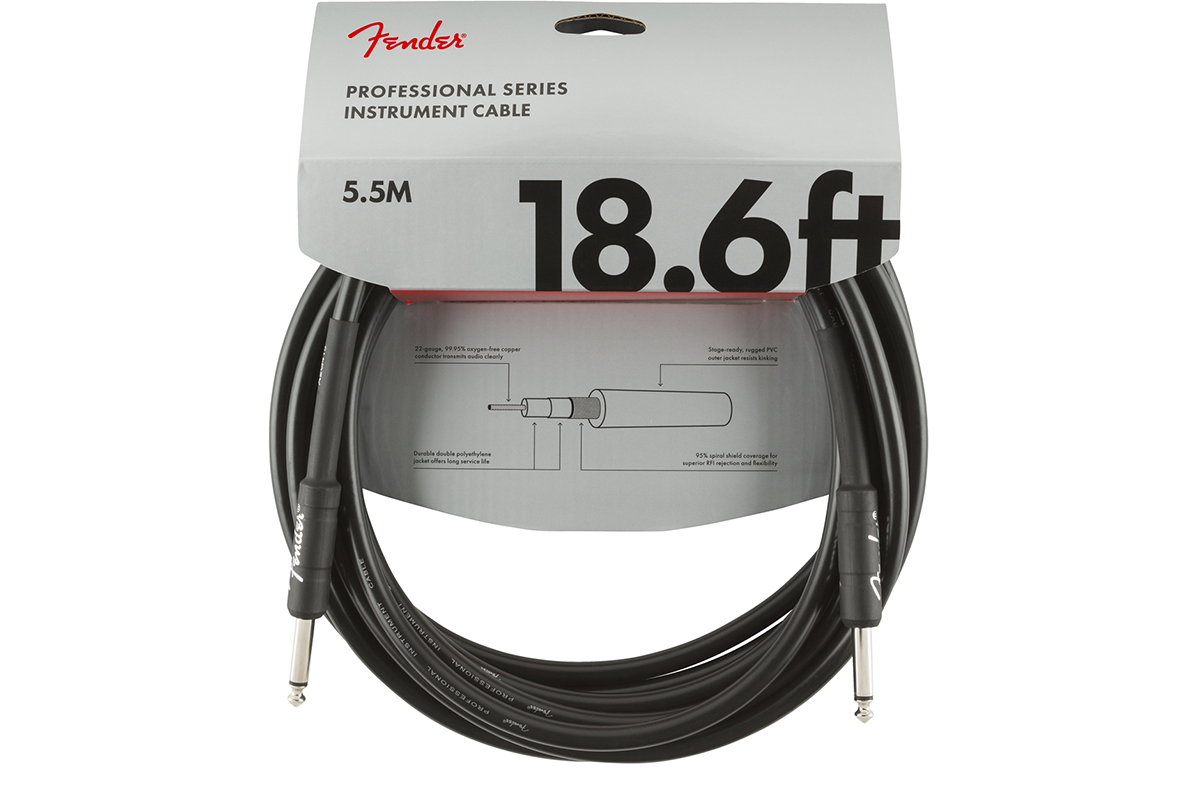 Кабель інструментальний FENDER CABLE PROFESSIONAL 18.6' BLACK