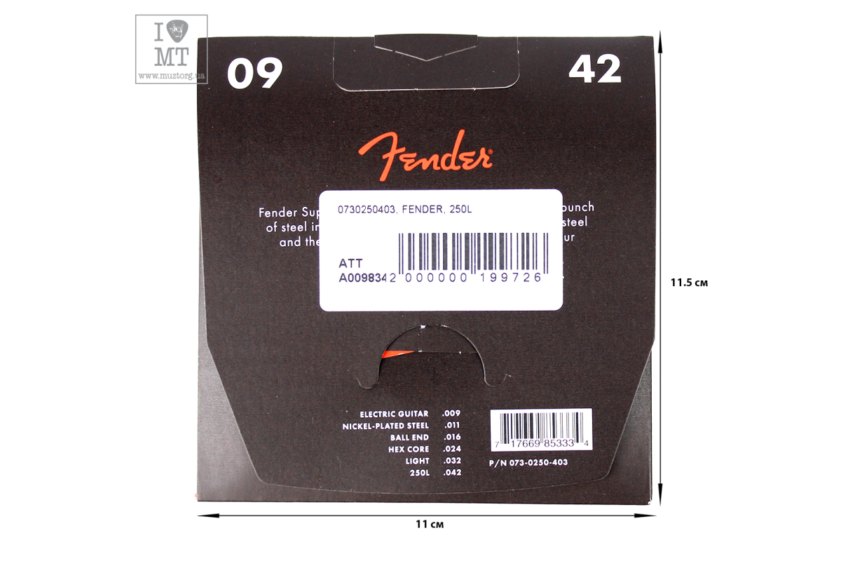 Струни для електрогітар FENDER 250L NICKEL-PLATED STEEL GUITAR STRINGS 9-42