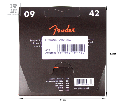Струни для електрогітар FENDER 250L NICKEL-PLATED STEEL GUITAR STRINGS 9-42